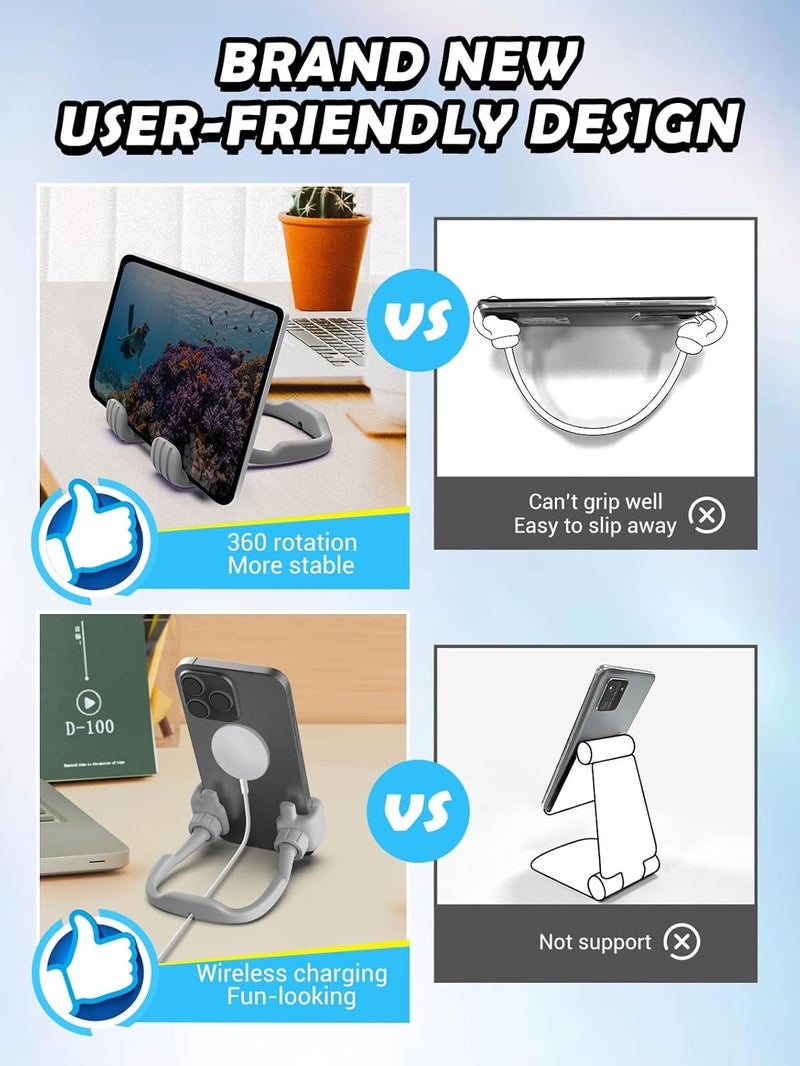 CALDEVER Stocking Stuffers for Teens Boys Girls Cell Phone Stand: Upgrade Adjustable Thumbs Up Lazy Phone Holder for Desk Fun Birthday Gifts for Grandma Adults Husband from Wife (Grey, 1) - Image 4